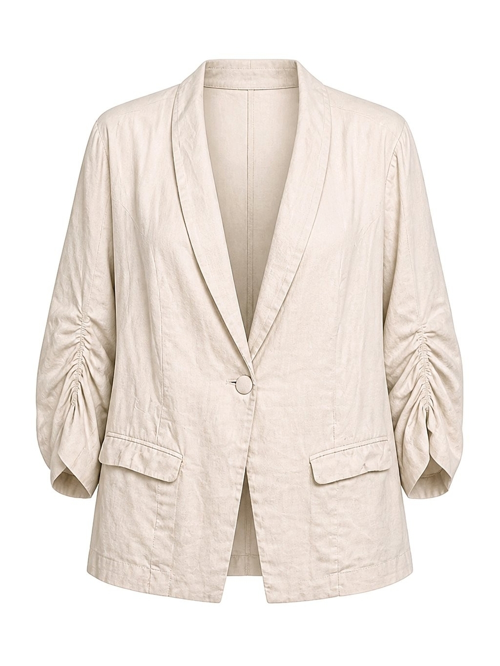 177 torrid 2 2X Cream Ruched-Sleeve Single-Button Blazer